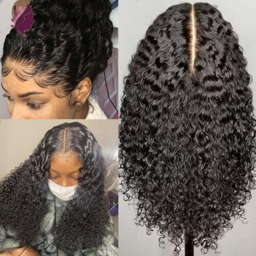 Deep Part 13x6x1 Lace Front Human Hair Wigs Brazilian Water Wave Wig T Part Lace Wig Human Hair Pre Plucked Wet And Wave Wig