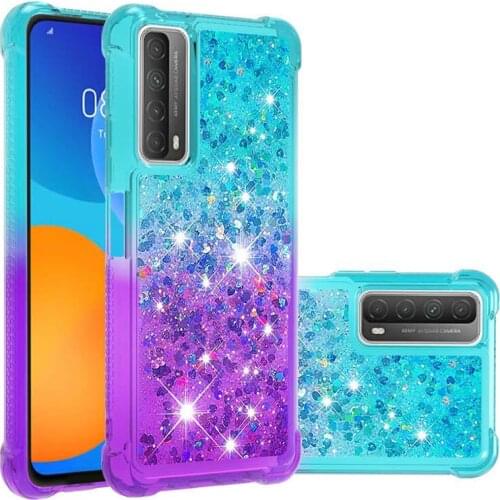 Gradient Quicksand Liquid Glitter Case For Huawei P Smart 2021 TPU Bumper Clear Phone Cover Coque Psmart 2021 Case