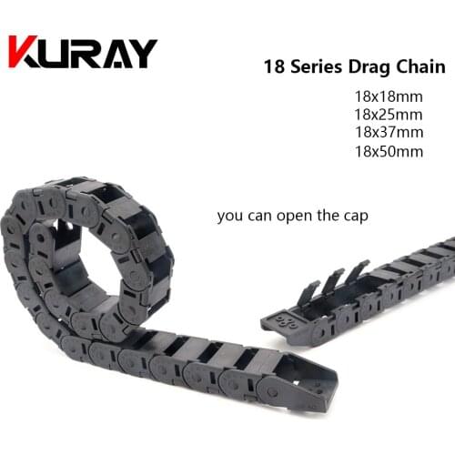 Kuray 1 Meter Cable Chain 18x18 18x25 18x37 18x50 mm Bridge Type Opening Plastic Towline Transmission Drag For CNC Machine