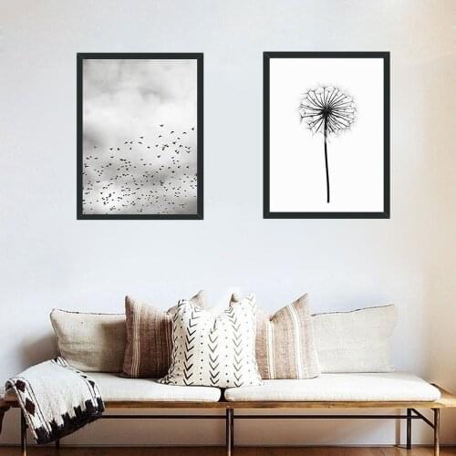 Sketch Geese And Dandelion Canvas Painting Free Flying Canvas Wall Art Posters Study Room Art Room Simple Painting Pictures