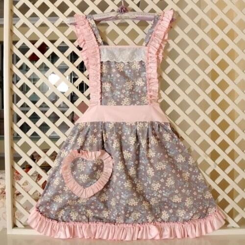 Korean Style Cotton Apron Office kitchen adult Overalls Womens Household Work Clothes Waist Apron Matching Sleeve