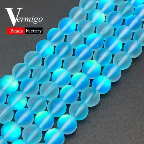 Dull Polished Lake Blue Austria Crystal Matte Stone Beads Round Loose Beads For Jewelry Making 6 8 10 12mm 15inches Strand