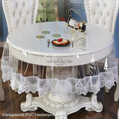 TOP Lace Soft glass transparent PVC plastic oilcloth Table mat cover cloth waterproof placemat Christmas wedding party decor