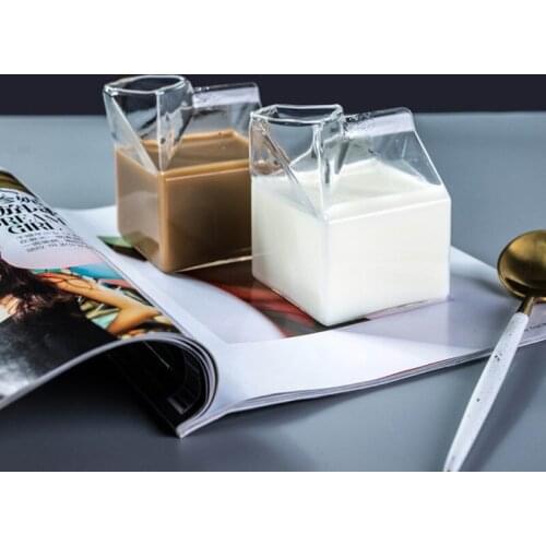 Milk mug 350ML glass mug milk Carton milk box coffee mug and cup Half Pint Style Creative Creamer Jug Christmas birthday gift