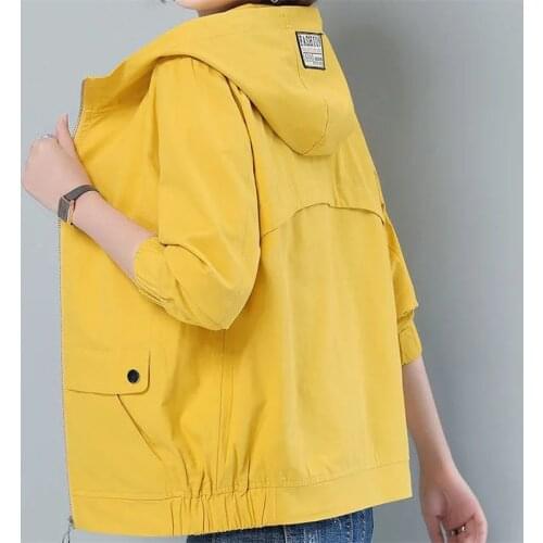 2021 Spring Autumn New Women Jacket Hooded Windbreaker Female Long Sleeve Casual Basic Coats Jackets Outwear Plus Size 4XL C-72