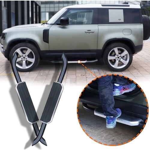 2Pcs left right steel side step fits for 2020 land rover defend 90 running board Nerf bar pedal protector side stairs