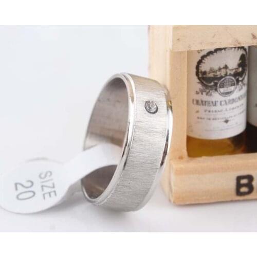 Fashion Jewelry HOT 316L Stainless Steel Rings Crystal drill Simple Couple Rings Wedding Rings Engagement Rings