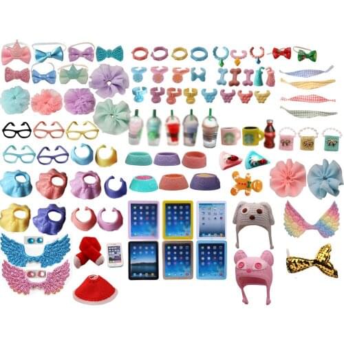 Cartoon Animals Accessories Collar Skirt Bow Glasses Random 13pcs Suit for Cartoon Animals Collie Boy Girl Shorthair Cat