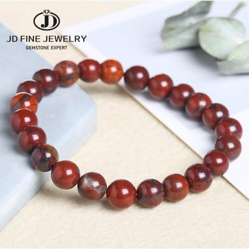 JD Wholesale Natural Stone Beads Red Blood Jasper Bracelet Brecciated Gemstone Round Loose Bead Rainbow Jasper For DIY Jewelry