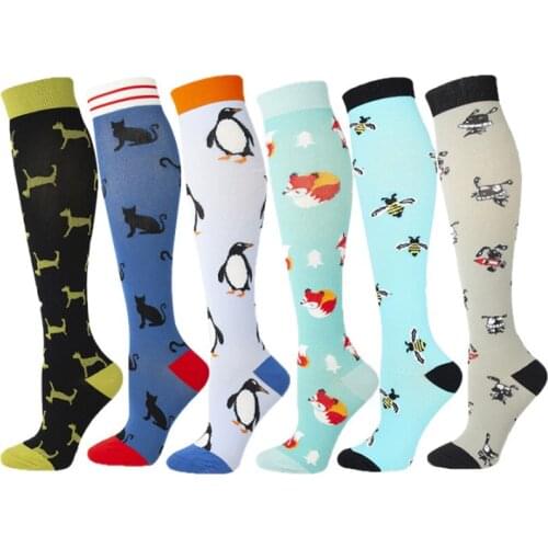 New Arrival Compression Socks Funny Fox Cat Bee Animal Prints Socks Unisex Outdoor Running Cycling Long Pressure Stockings