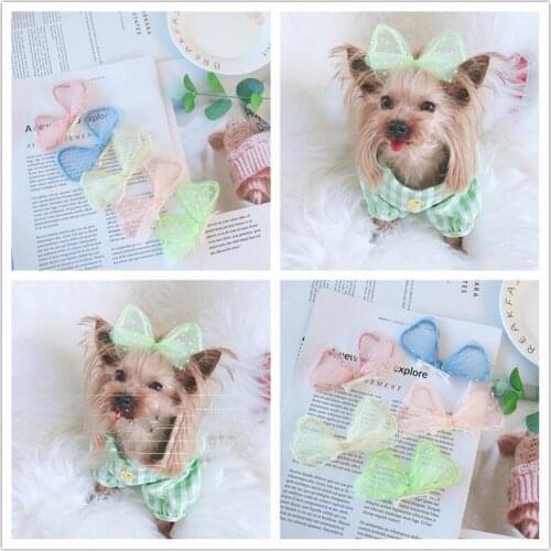 2020 New Pet Hairpin Rabbit Ears Bowknot Frog Clip Teddy Maltese Dog Clip Hair Accessories Headdress 20pcs/lot