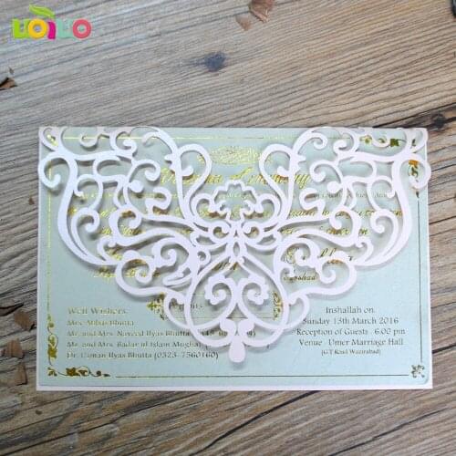 New design pink lace invitation card folded wedding greeting cards with cheap price