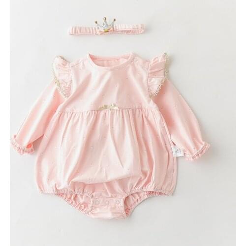 Baby Clothing Newborn Toddler Bodysuit+Hairband 2pcs/set Baby Girl Clothes Set Infant Outfit pink 0-2Y