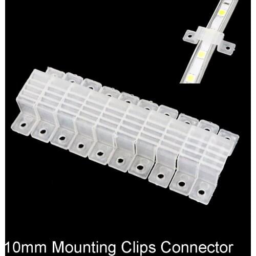 Wholesale Silicone Mounting Clips For 220V 5050 2835 LED Strip Light Connector 10MM LED Fixing Clip For 220V LED Tape 100pcs