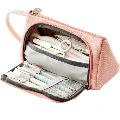 Multifunctional Stationery Box Korean Simple Creative High School Girl Canvas Large Capacity Pencil Case Pencil Case