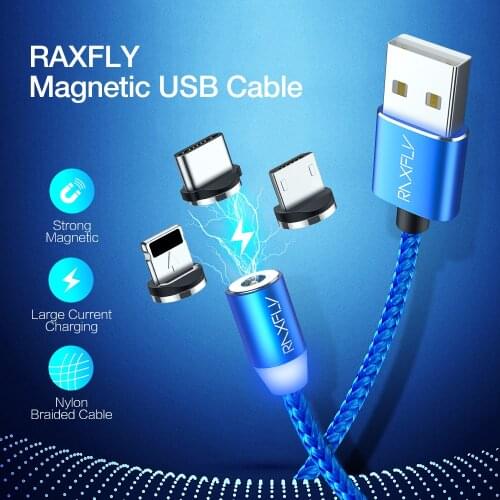 RAXFLY 540 Rotat Magnetic USB Cable Type C Lighting Cable Magnet Charger For iPhone XS Max XR Samsung S9 Micro USB Charging Wire