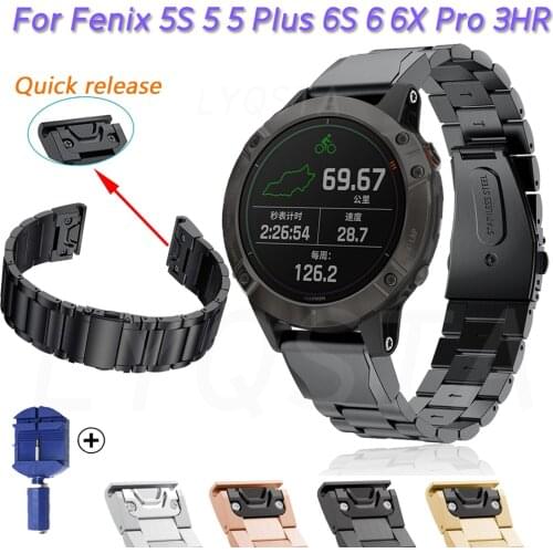 20 22 26mm Smart Watch Band Straps For Garmin Fenix 6 6S 6X Pro 5X 5 5S 3HR 935 945 Quick Release Strap Stainless Steel Bracelet