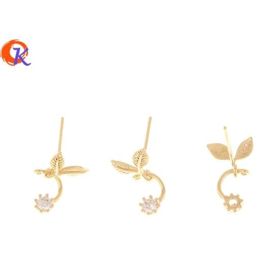 Cordial Design 40Pcs 8*9MM CZ Earrings Stud/Hand Made/Jewelry Accessories/Genuine Gold Plating/Earring Findings/DIY Making