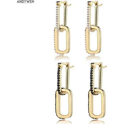 ANDYWEN 925 Sterling Silver Gold Ovals Irregular Circle Piercing Drop Earring Pendiente New Arrivals 2020 Rock Punk Fine Jewelry