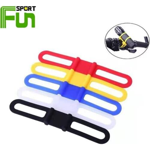 STARFUN 2Pcs Bicycle Handlebar Silicone Strap Bandages Phone Fixing Elastic Tie Bike Light Bandage Flashlight Fastener Holder