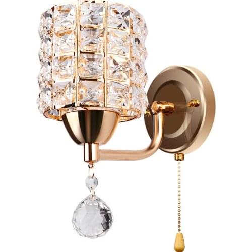 Modern Luxury Bedroom Crystal Wall light Golden Polished Chrome Bathroom Wall Sconces Washroom Wall Lamp Fixtures