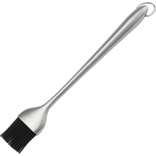 Heavy-Duty BBQ Basting Brush Silicone Bristles with 12 Inch Stainless Steel Handle Make Grilling Easy