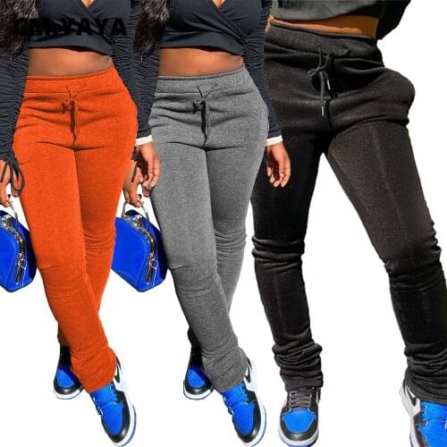 CM.YAYA Streetwear solid Sports Women Pants Leggings High Waist Trousers Activewear Jogger Pants Sweatpants