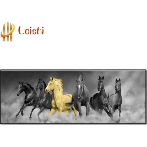 DIY Six galloping horses full round square diamond painting Mosaic Diamond embroidery cross stitch Mosaic animal home decoration