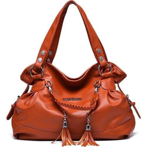 Designer Crossbody Top-Handle Totes Hobos Women Handbag Vintage All-Match Pu Leather Tassel Female Shoulder Bag Big Size