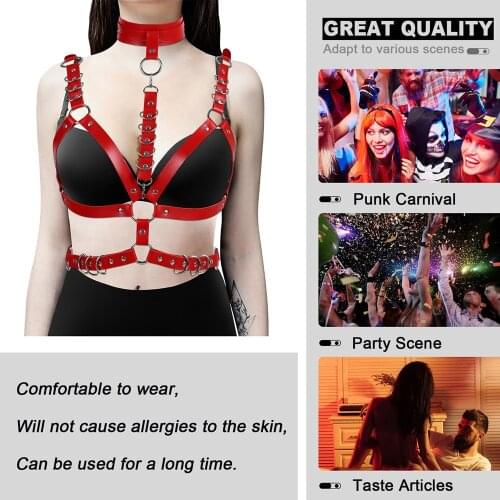 Womens Belt Harness Bra Garters Bondage Accessories Punk Goth Leather Hanging Neck Sword Belt Stockings Pole Dance Rave Costume