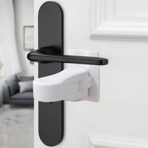 1Pc Baby Safety Supplies Child Proof Doors Adhesive Lever Baby Safety Lock Door Lever Lock Handle Compatible With Standard
