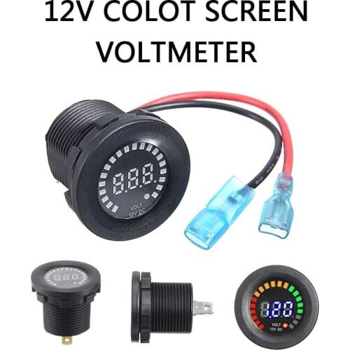 1pc Universal DC 12V LED Digital Voltmeter Panel Volt Meter Waterproof Car Motorcycle Boat Voltmeter Gauge Car Accessories