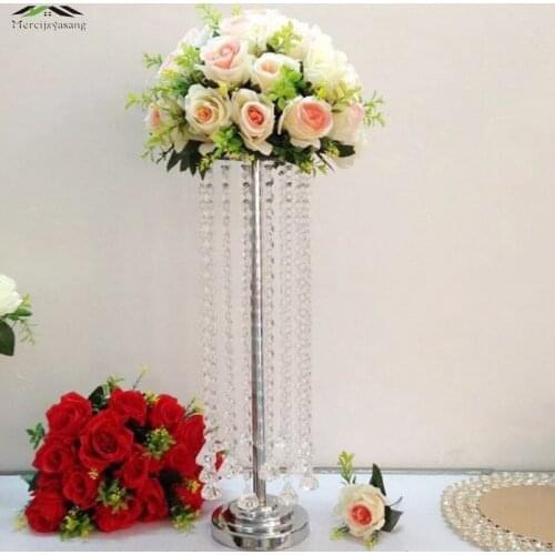 10PCS/LOT 55cm Floor Vase Metal Flower Vase Table Centerpiece Road Lead Marriage Metal Flowers Vases For Wedding Decoration 006