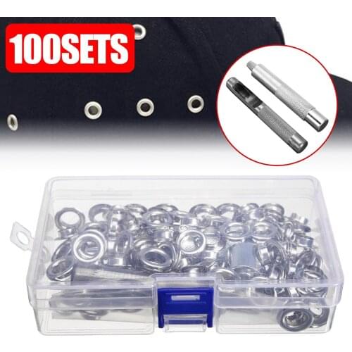 100 Sets 10mm Metal Eyelets Grommets Leather Craft DIY Jackets Belts Bags Shoes Clothing Practical Sewing Accessories