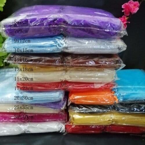 Hot 100pcs Multi-color 5x7 7x9 cm Clear Organza Bags Jewelry/Christmas/Wedding/Birthday/Gift Drawstring Packing Bags