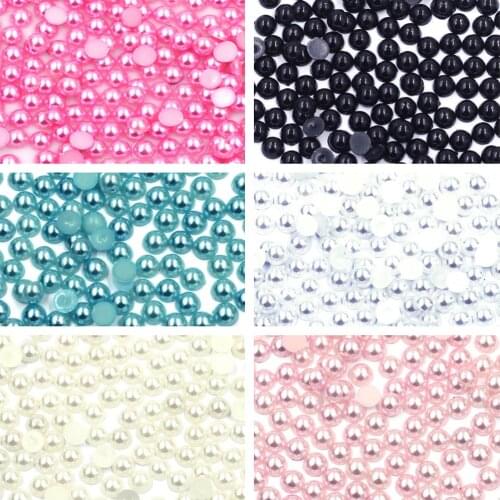 200Pcs 6 Colors Cameo Cabochon Resin Imitation Pearl Bead Flatback Half Round For Nail Art Craft Jewelry DIY Decoration 7mm