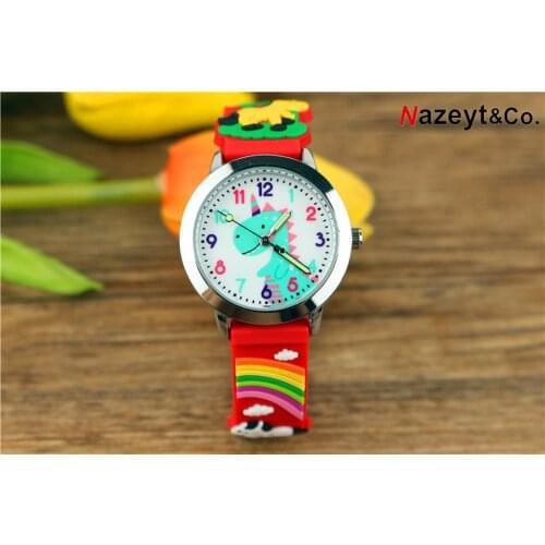 2019 cute kids cartoon dinosaur quartz watch boys and girls 3D silica gel luminous pointer wrist watch gift watch
