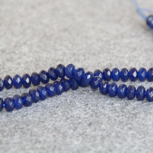5x8mmNew Faceted DARK blue beads chalcedony beads Round DIY Beads stones 15" Jewelry making design wholesale