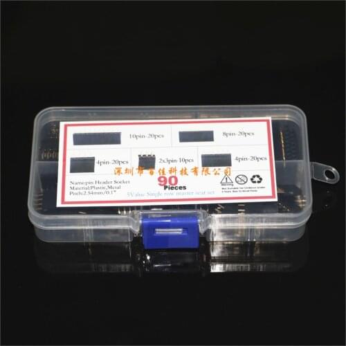 90Pcs 2.54mm single row double row pin socket pcb board connector combination kit