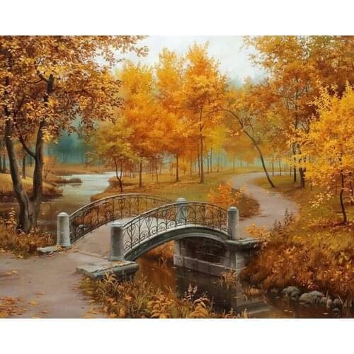 Diamond Painting Diamond embroidery Autumn Forest & Bridge 5d diy full square diamond mosaic diamond paint daimond painting
