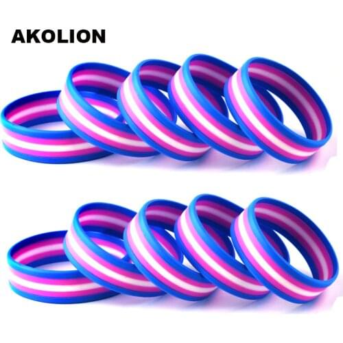 Transgender Pride Flag Silicone Rubber Bracelets Sports Wrist Band Bangle for Women Men SLP-0007