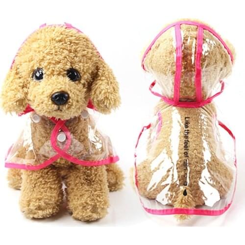 Small And Medium Dog Hooded Raincoat Transparent Waterproof PVC Jacket For Pet Dogs Puppy Raincoat 6 Colors
