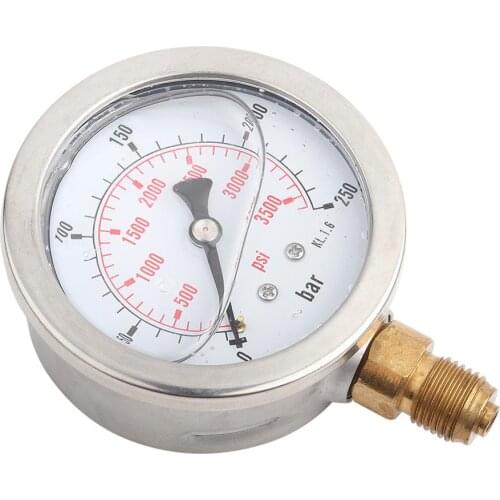 Hydraulic Water Pressure Gauge Hydraulic Pressure Gauge 0-250Bar 0- 3750PSI G1/4 63mm Dial Meter Pressure Measuring Tool