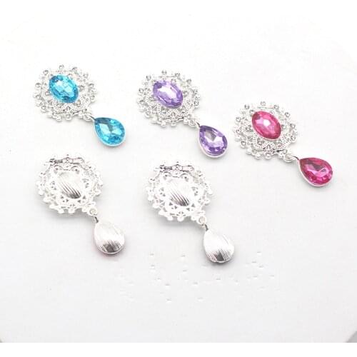 Silver Alloy Rhinestones Pendant Brooch 10Pcs/Lot 25*45mm Used for Party, Holiday, Romantic Brooch Party Decoration Accessories