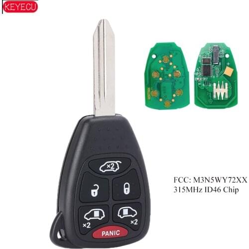 KEYECU Remote Key 6 Button ID46 Chip 315MHz ID46 Chip for Chrysler Dodge FCC: M3N5WY72XX (Small Button)