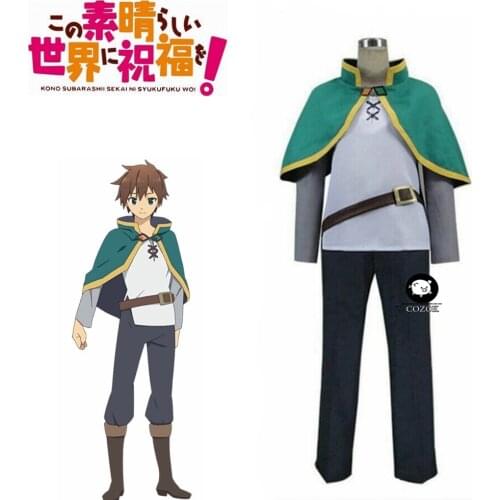 Kono Subarashii Sekai ni Shukufuku o! Satou Kazuma KonoSuba Kazuma Cosplay Costume Green Set Clothing