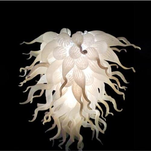 100% Mouth Blown Glass Chandeliers Lights White LED Murano Glass Chandelier and Pendant Lighting for Bedroom Home Decor