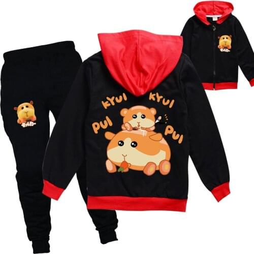 Z&Y Cute PUI PUI Molker Hoodies Kids Guinea Pigs Sportsuit Baby Boys Casual Tracksuit Girls Zipper Jacket Jogging Pants 2Pcs/Set