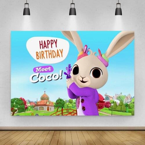 Cartoon Dressed In Purple Bunny Princess Background Girl Birthday Party Decoration Photography Studio 3D Digital Backdrop Cloth
