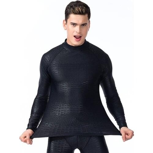 Male Plus Size Sun UV Protection Long Sleeve Swimming Surfing Tops Man Swimwear Rash Guard Men UPF 50+ Basic Skins Tees Black